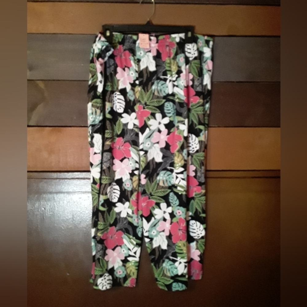 P2X Cuddle Duds Tropical Wide Leg Capri Night Pants - Picture 7 of 10